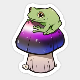 Genderfluid Pride Mushroom Frog Sticker